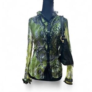 💚 Vintage Sheer Green Paisley Blouse 💚
Serving fairycore / boho / Y2K energy